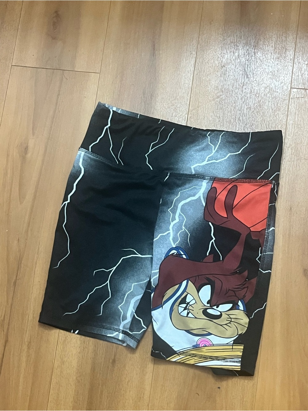 Looney Tunes Taz Lightning Graphic Biker Shorts Small